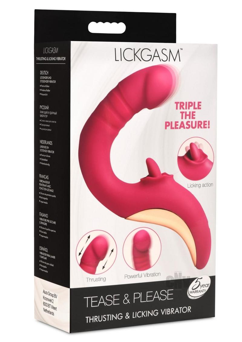 Tease and Please Thrusting and Licking Vibrator - Fuchsia