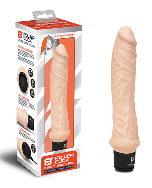 Powercocks 8 Girthy Realistic Vibrator - Ivory