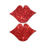 Lips Kisses Red Glitter Pasties O/S