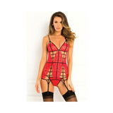 Caged Lace Garter Chemise Red S/M