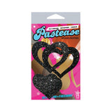 Pastease Glitter Peek A Boob Hearts Pasties Black