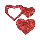 Pastease Glitter Peek A Boob Hearts Pasties Red
