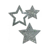 Pastease Glitter Peek A Boob Stars Silver Pasties