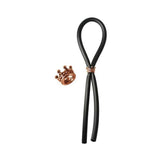 Bolo Silicone Lasso w/Rose Gold Crown Slider Ring - Black