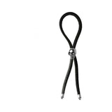 C-RING LASSO SILVER SKULL BEAD LEATHER STRAP BLACK