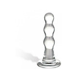 Glass Triple Play Beaded Butt Plug Clear