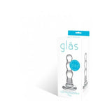 Glass Triple Play Beaded Butt Plug Clear