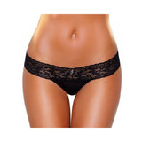 Vibrating Lace Thong Hidden Pocket Black M/L