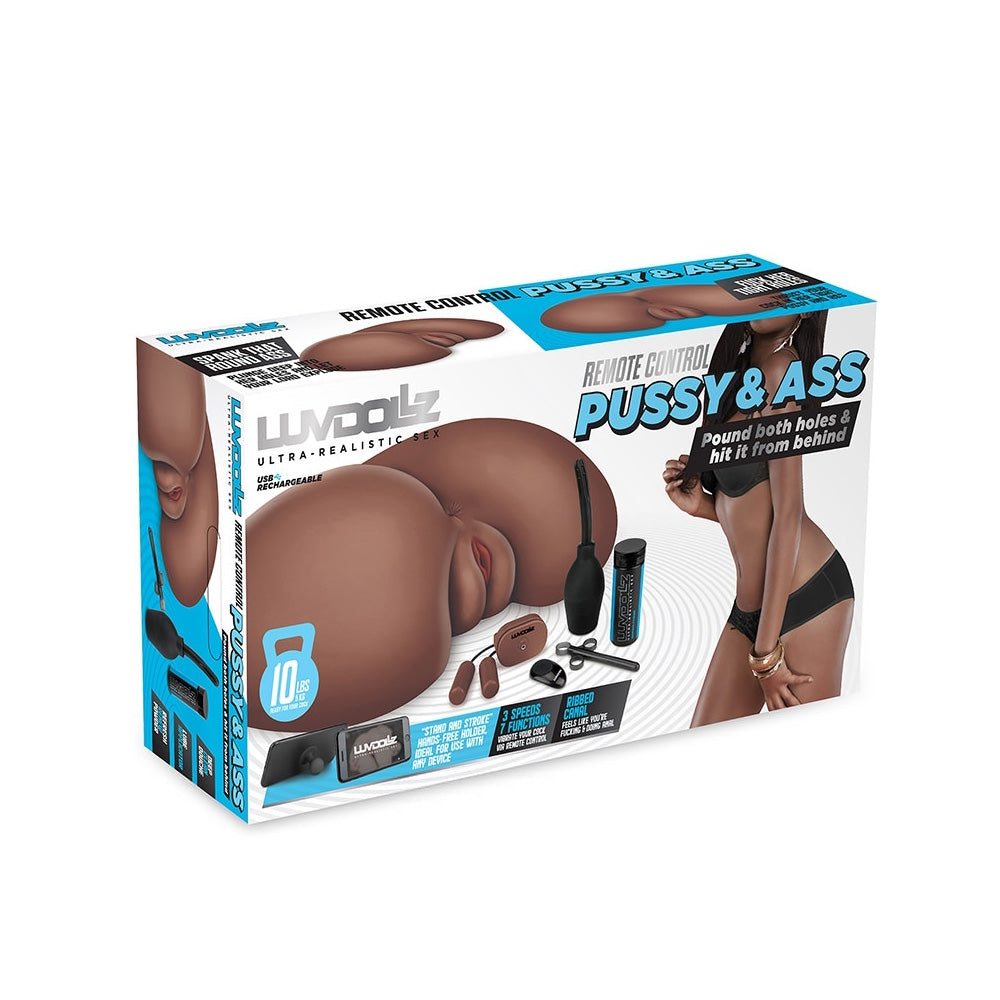 Luvdolz Remote Control Rechargeable Pussy & Ass w/Douche - Mocha