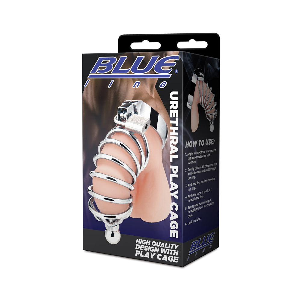 Blue Line Urethral Play Cage - Silver