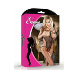 CUPLESS/CROTCHLESS HALTER SET BLACK S/M (WAVY LINE MESH)