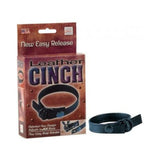 Leather Cinch Adjustable Cockring With Snap Release Black