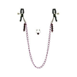 Nipple Clamps- Purple Chain with Navel Ring