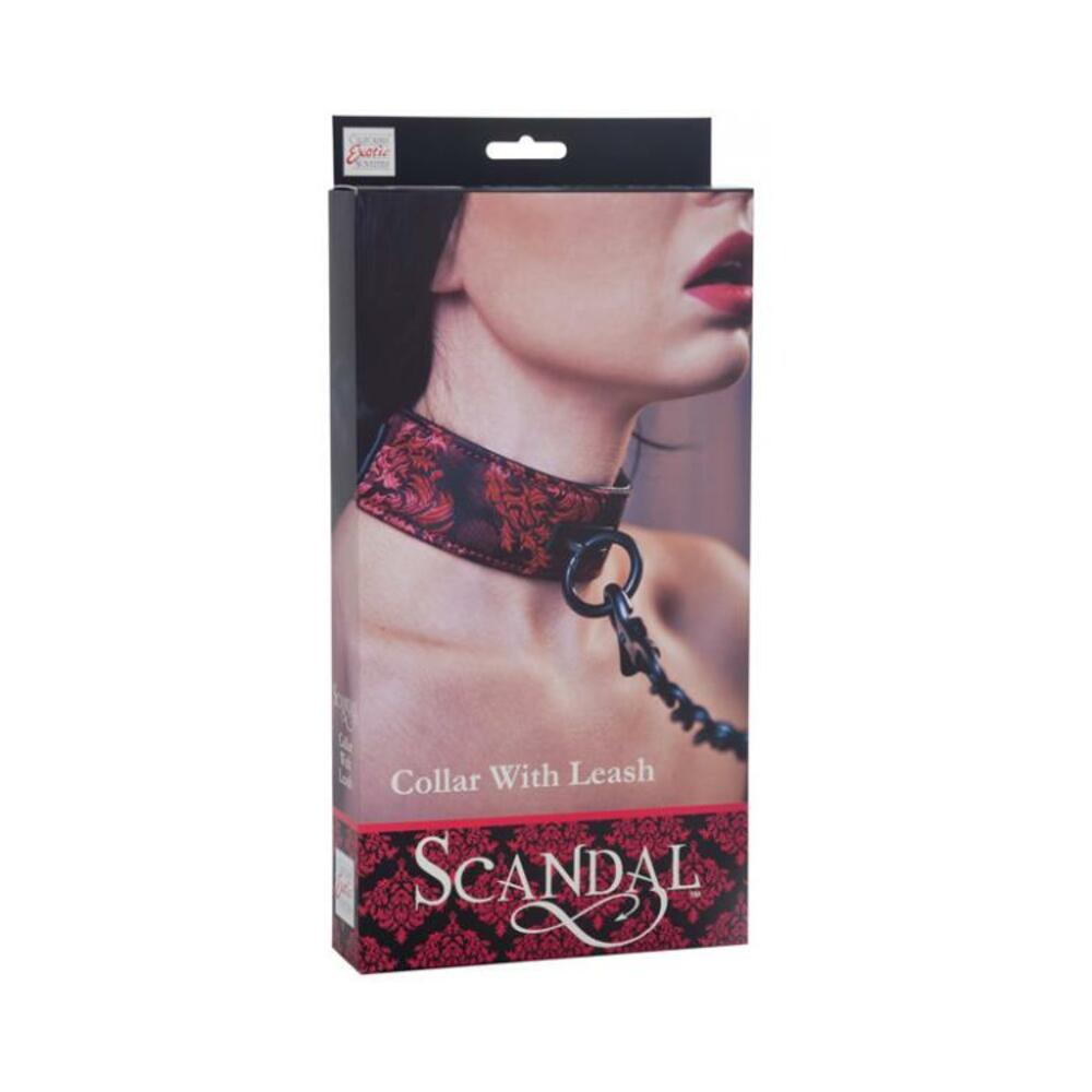 Scandal Collar With Leash Red Black O/S