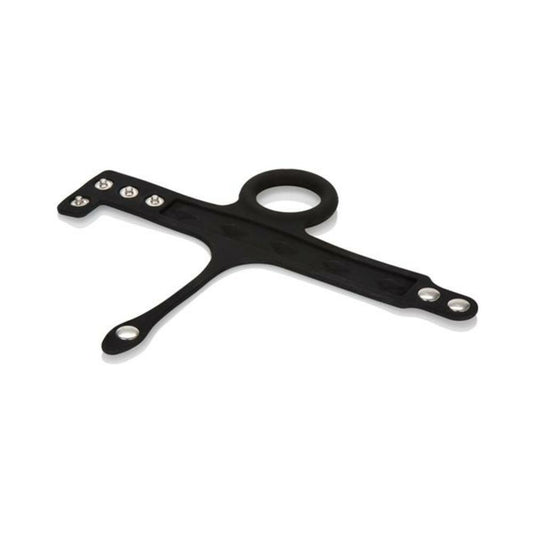 Silicone Tri Snap Scrotum Ball Spreader Black