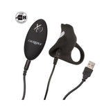 Silicone Rechargeable Remote Pleasurizer Ring Black