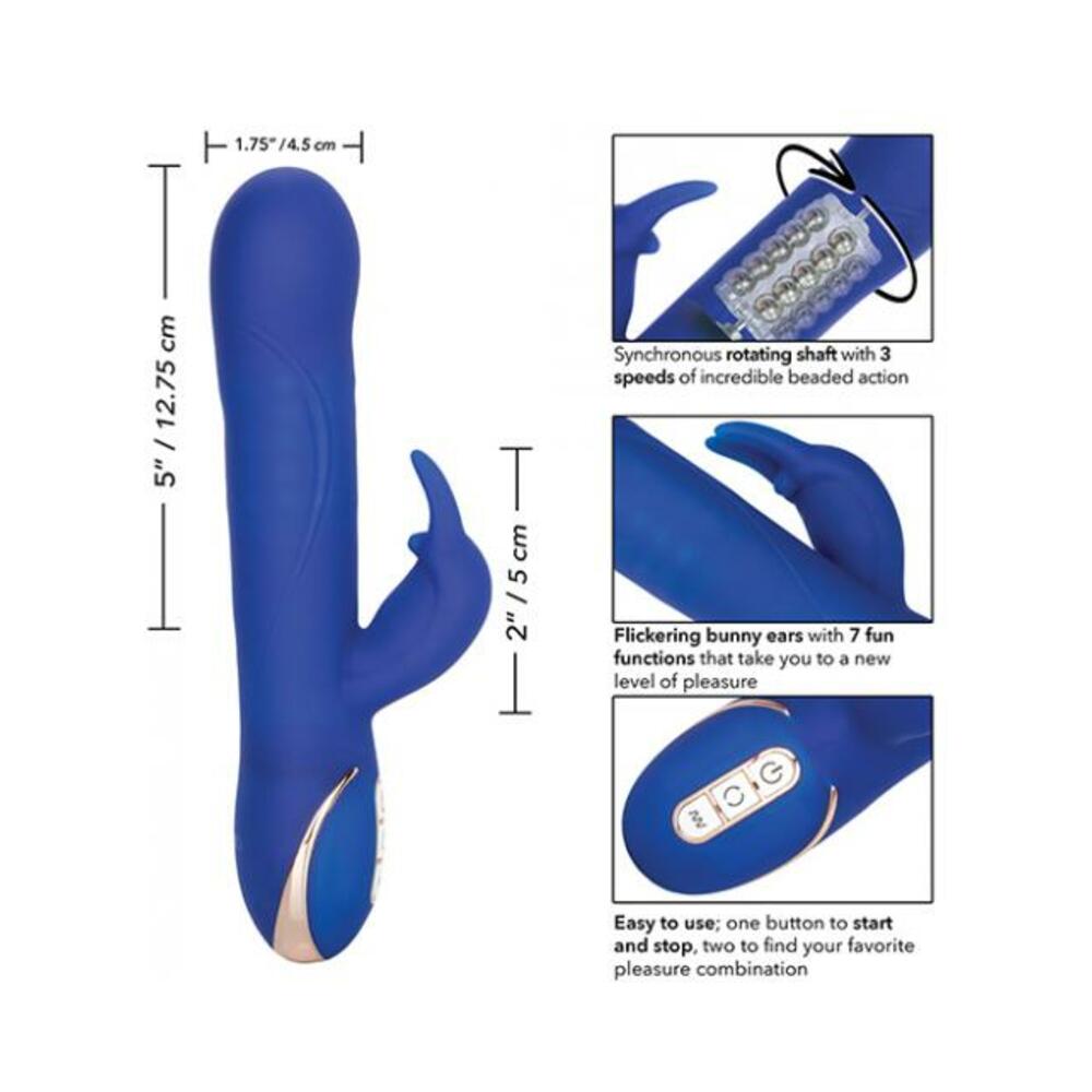 Jack Rabbit Rotating Beaded Rabbit Vibrator Blue