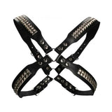 Shots Uomo Men's Pyramid Stud Body Harness - Black