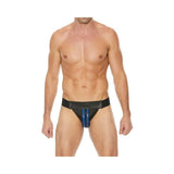 Premium Leather Zipper Front Jock S/m Black/blue