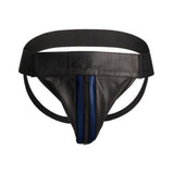Premium Leather Zipper Front Jock S/m Black/blue