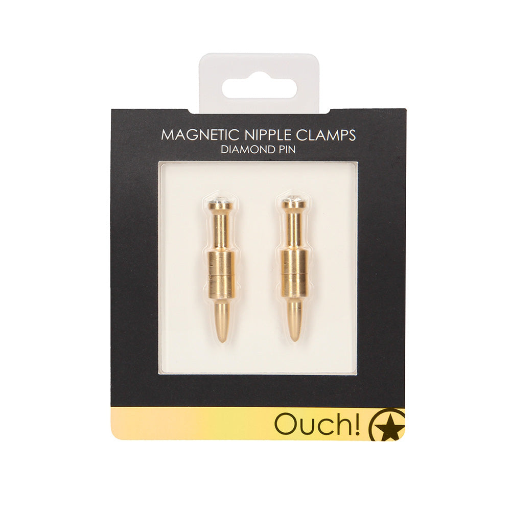 Shots Ouch Pin Magnetic Nipple Clamps - Gold