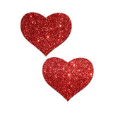 Heart Red Glitter Pasties O/S