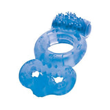 The Macho Double Ring Clitoral And Testicular Stimulation Vibrating Cockring Waterproof Blue