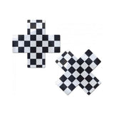 Pastease Checker Cross X Black White Pasties O/S