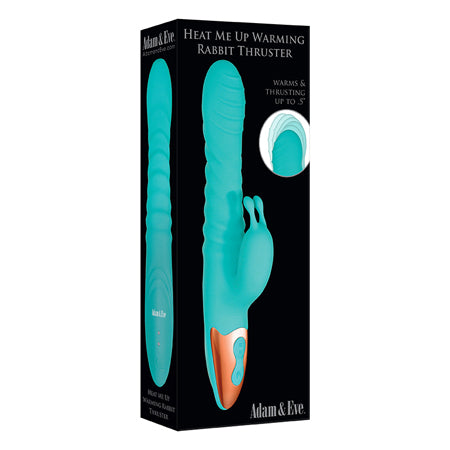 Adam & Eve Heat Me Up Warming Rabbit Thruster - Aqua