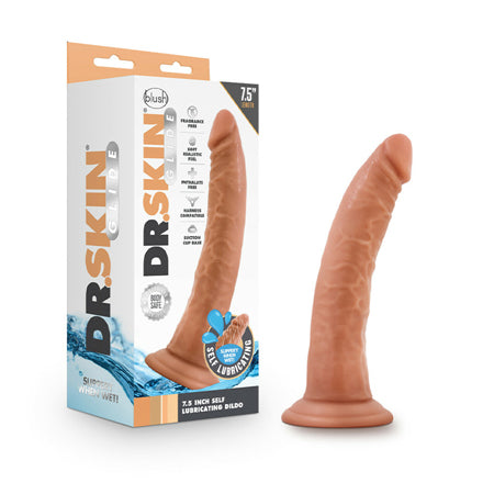 Blush Dr. Skin Glide 7.5' Self Lubricating Dildo - Mocha