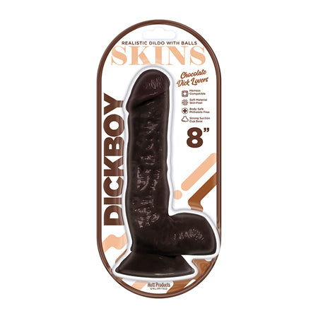 Dickboy - Skins - Dildo With Balls - 8 Inch - Chocolate Dick Lover
