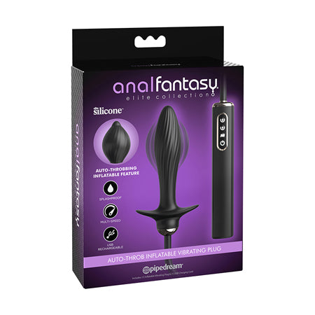 Anal Fantasy Elite Collection Auto Throb Inflatable Vibrating Plug - Black