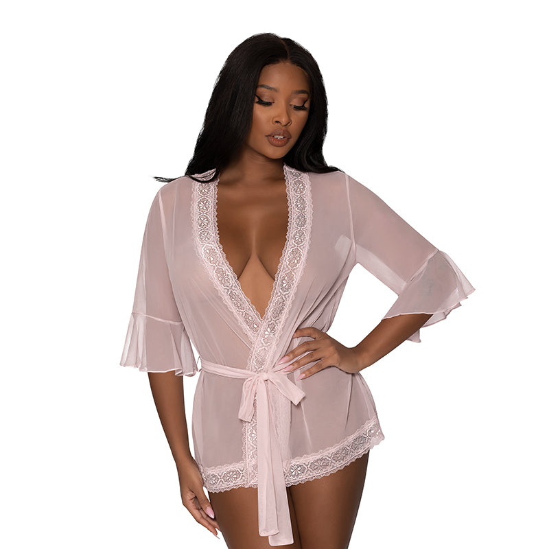 MS Seabreeze Robe w Lace Trim Blush L/X