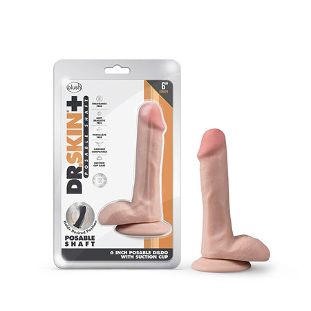 Dr. Skin Plus - 6 Inch Posable Dildo With Balls - Vanilla