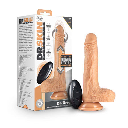 Blush Dr. Skin Silicone Dr. Grey 7' Thrusting Dildo - Vanilla