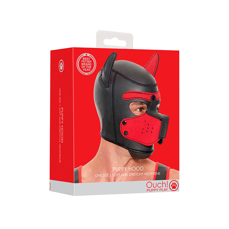 Puppy Play Neoprene Puppy Hood Red