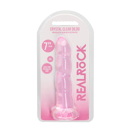 Shots RealRock Crystal Clear Non Realistic 7' Dildo - Pink
