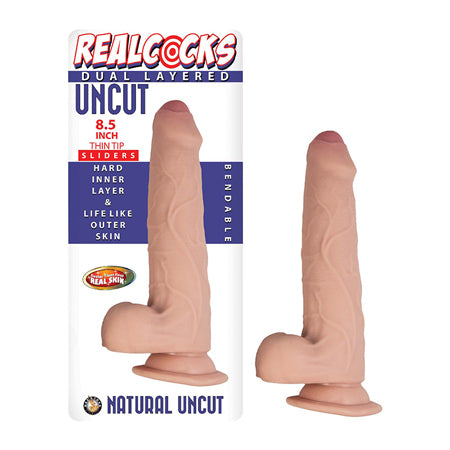 Realcocks Dual Layered Uncut Sliders 8.5' Thin Tip - White
