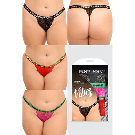 Vibes Trippy 3 Pack Thongs Assorted Colors QN