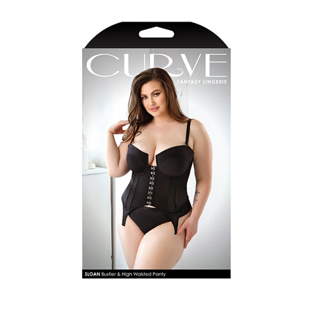 Curve Sloan Cropped Bustier Top & Panty Black 3X/4X
