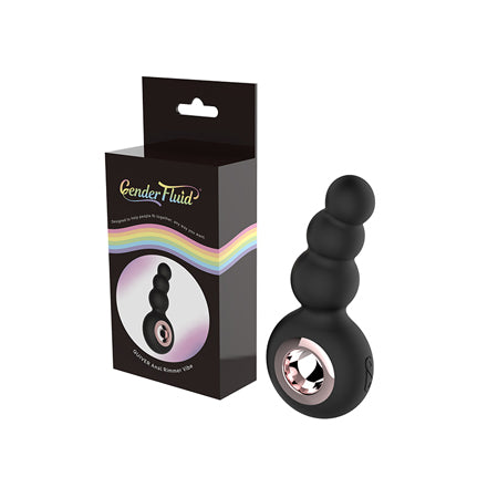 Gender Fluid Quiver Anal Ring Bead Vibe - Black