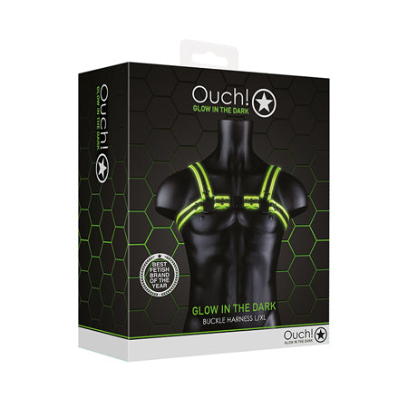 Bonded Leather Buckle Harness - Large/xlarge - Glow in the Dark