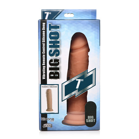 Curve Novelties Big Shot 7' Vibrating 21X Silicone Dildo w/out Balls w/Remote - Light