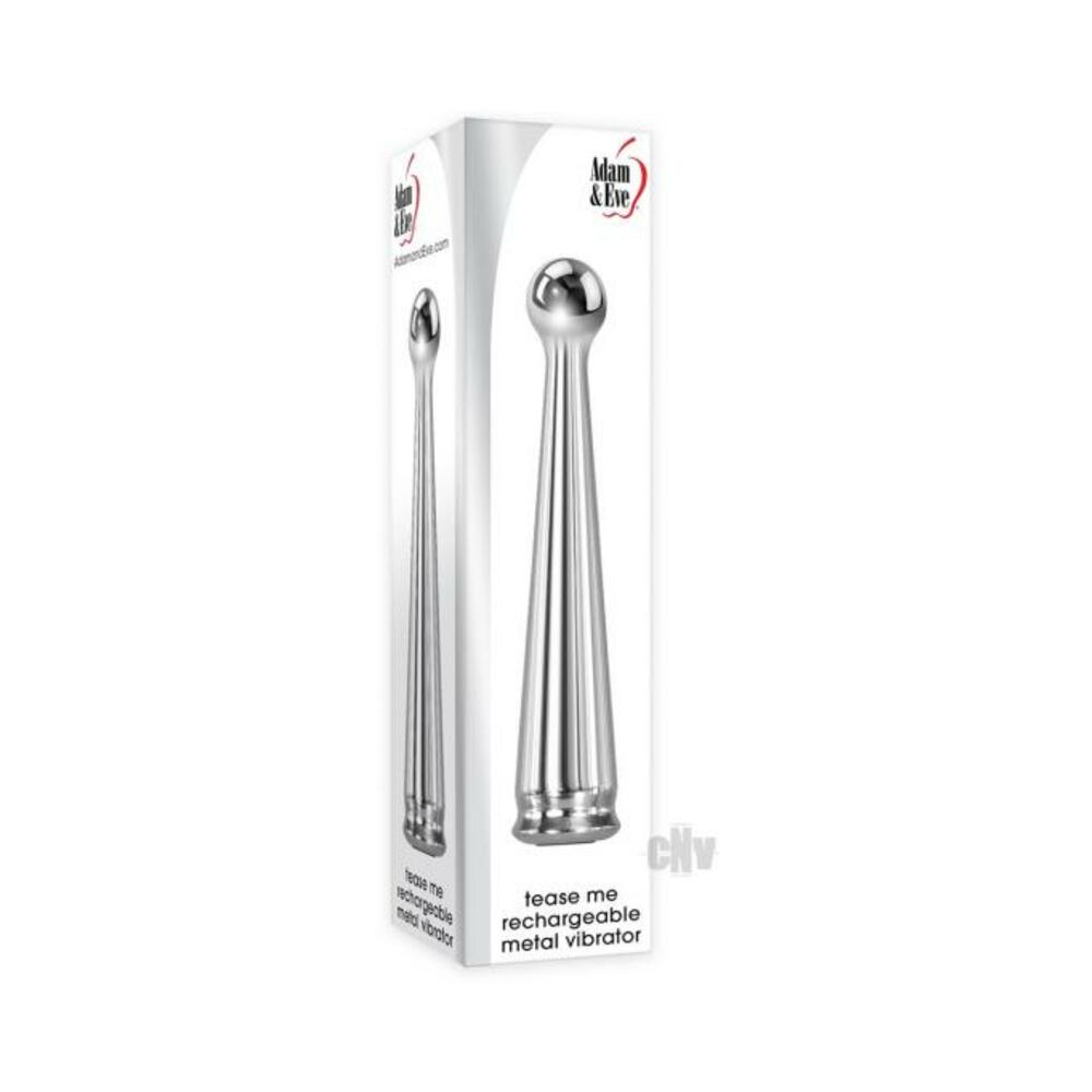Adam & Eve Tease Me Rechargeable Metal Vibrator - Chrome
