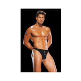 Male power e-z access button thong large/x large - black
