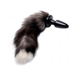 Tailz Grey Fox Tail Faux Fur Anal Plug Black White