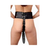 Wand Massager Orgasm Belt O/S Black Leather