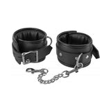 Locking Padded Wrist Cuffs With Chain Black