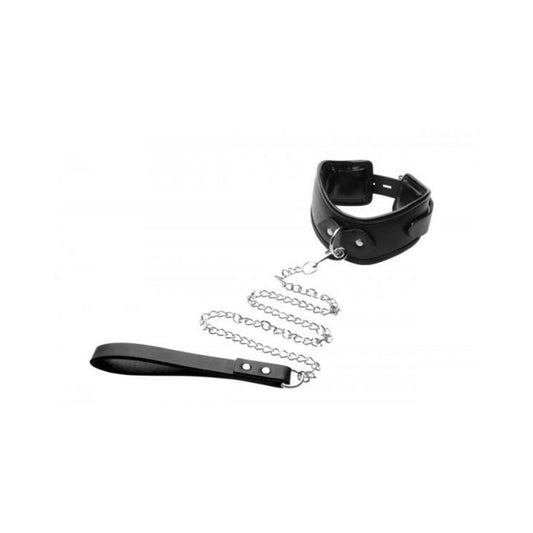 Strict Padded Locking Posture Collar With Leash Black