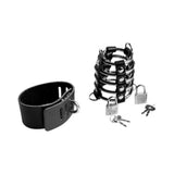 5 Ring Chastity Device With Cock & Ball Strap